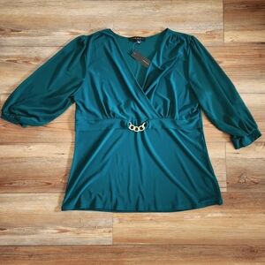 Atelier 29 Top Womens XL Green 3/4 Sleeve NEW
